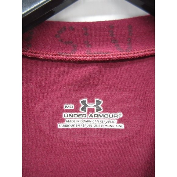 Under Armour Shirt Medium Red Gym Running Logo Pullover Top Preppy - Picture 9 of 11